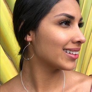 Freshwater Dark Gray Pearl Hoop Earrings